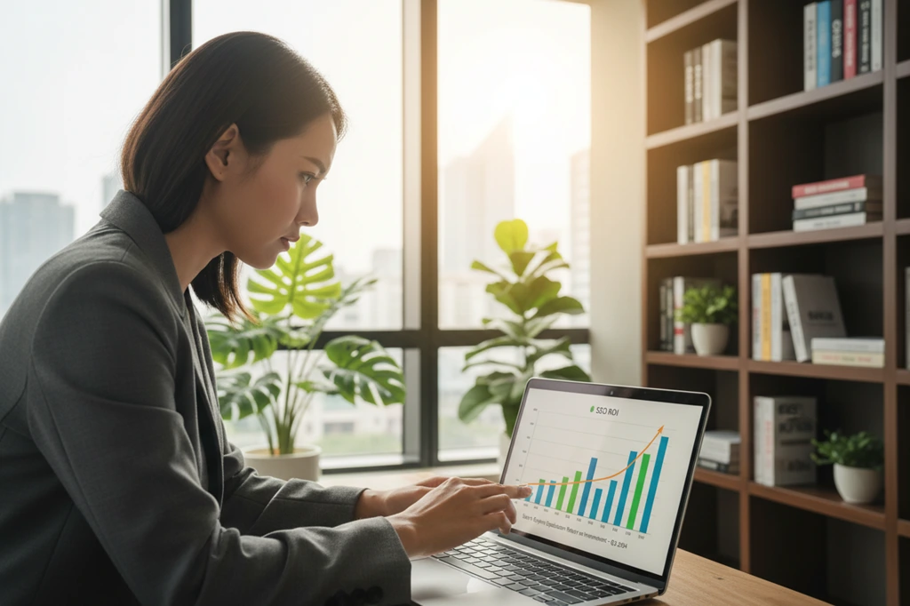 Woman on laptop searching Ranking Factors